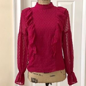 bleuh ciel | Sheer Ruffle High Neck Blouse 👚